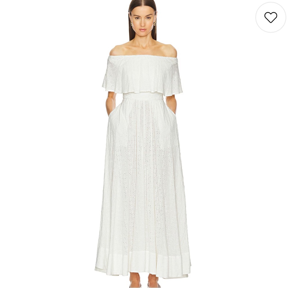 Helsa Petite Eyelet Garden Midi Dress in White